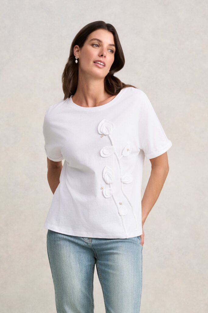 Cotton Appliqué T-Shirt - White
